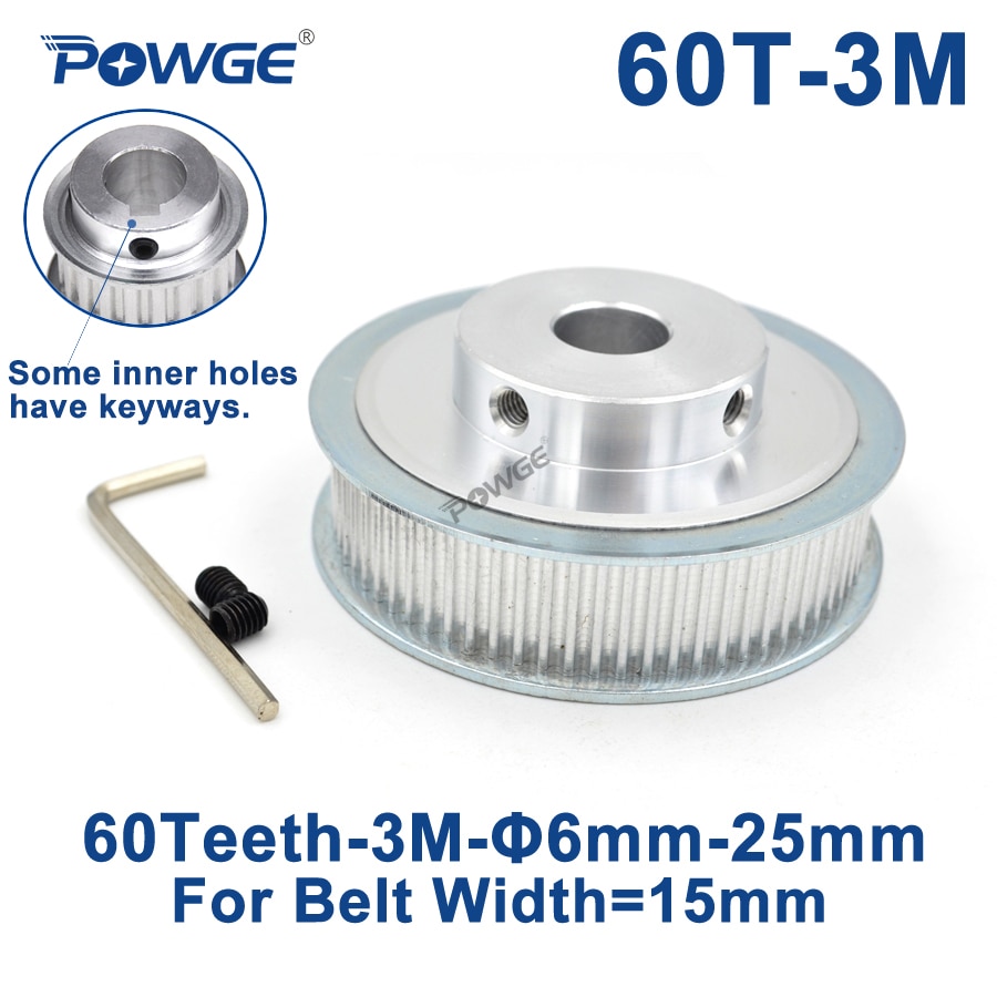 POWGE 60 Teeth HTD 3M  Ǯ  6/8/10/12/15/17/19/20/25mm  15mm 3M Ÿ̹ Ʈ HTD3M Ǯ 60 T 60 ġ